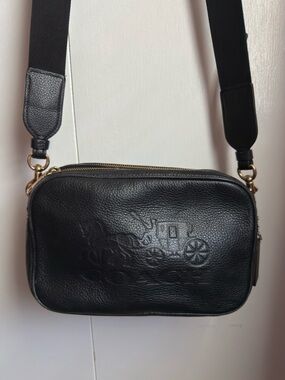 Coach Black Pebbled Leather Camera Crossbody Bag